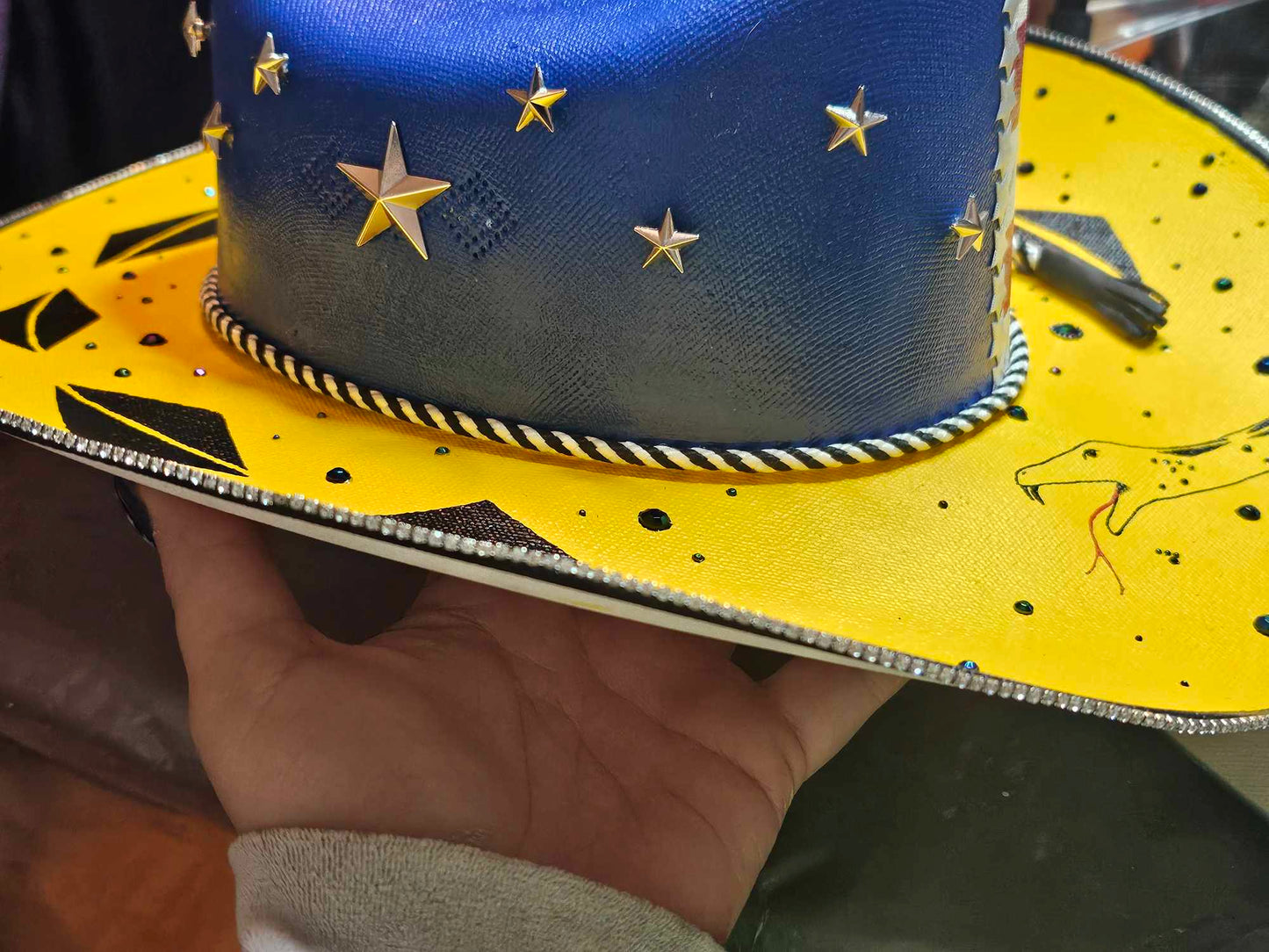 "I stand with Texas," custom cowboy hat OOAK