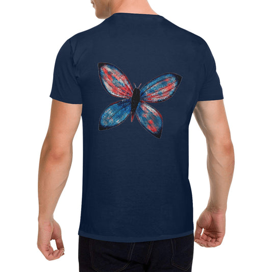 4th of July Blue Butterfly T shirt BLACK Classic Men's T-shirt (USA Size)
