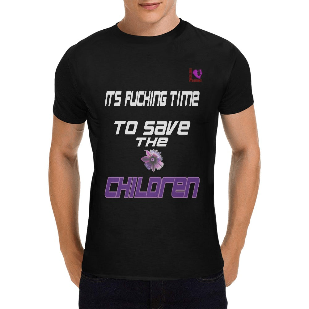 its fucking time to save the children-BLACK Men's T-shirt(USA Size)
