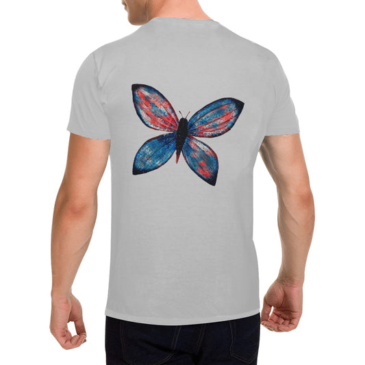 4th of July Blue Butterfly T shirt GRAY Classic Men's T-shirt (USA Size)