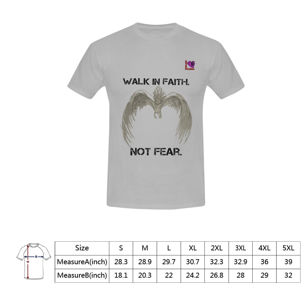 Walk in Faith. Not Fear -Gray Men's T-shirt(USA Size)