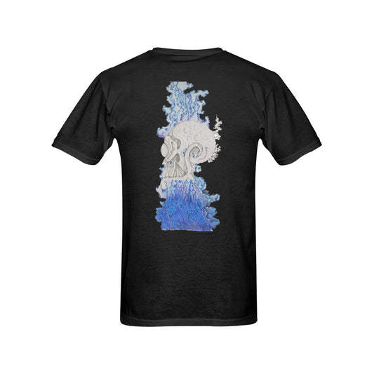 Blue Flames Original Design Cyborg T shirt Classic Men's T-shirt (USA Size)