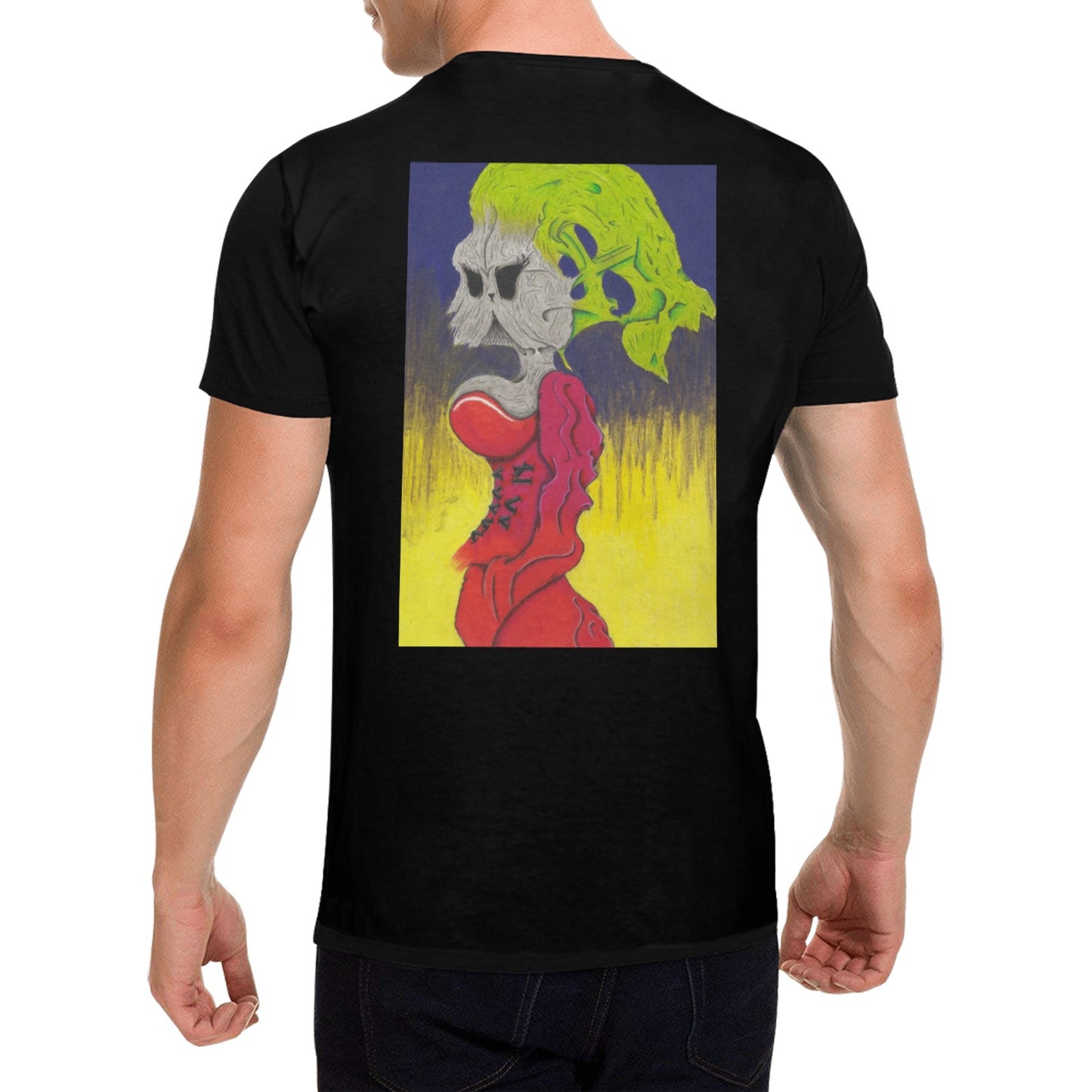 Green Haired Cat Original Design T shirt Classic Men's T-shirt (USA Size)