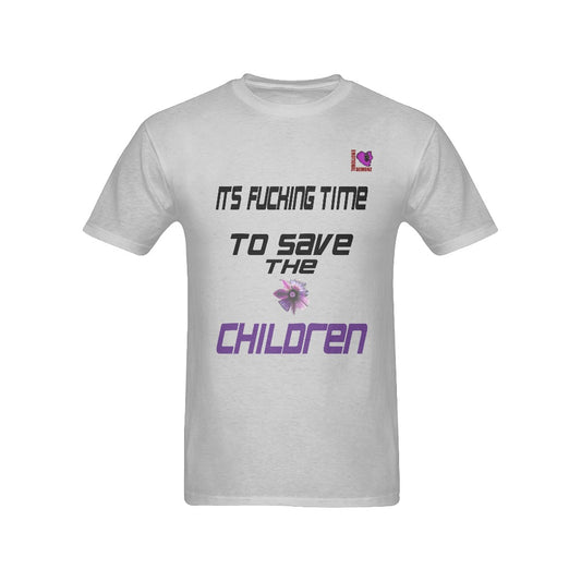 its fucking time to save the children-GRAY Men's T-shirt(USA Size)