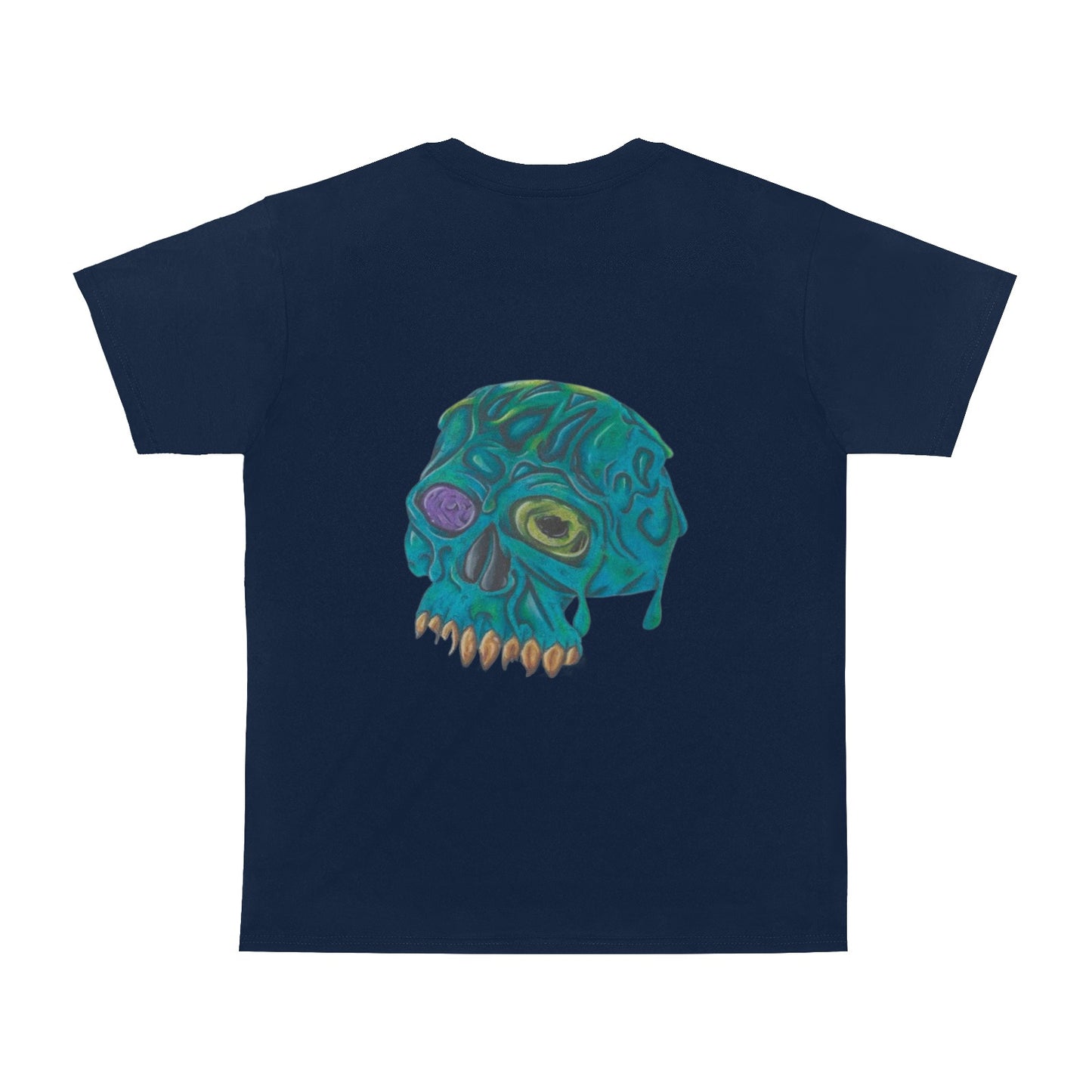Melting Turquoise Skull Original Design Color T shirt Classic Men's T-shirt (USA Size)