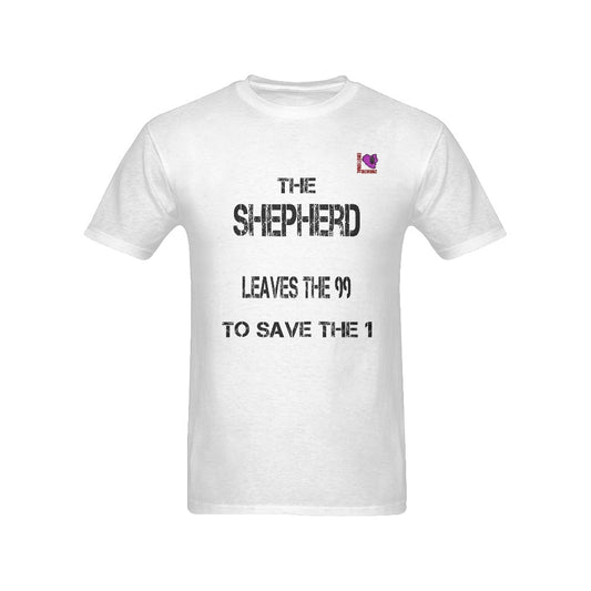 The Shepherd leaves the 99 to save the 1-White Men's T-shirt(USA Size)(Model T02)(One Side Printing)