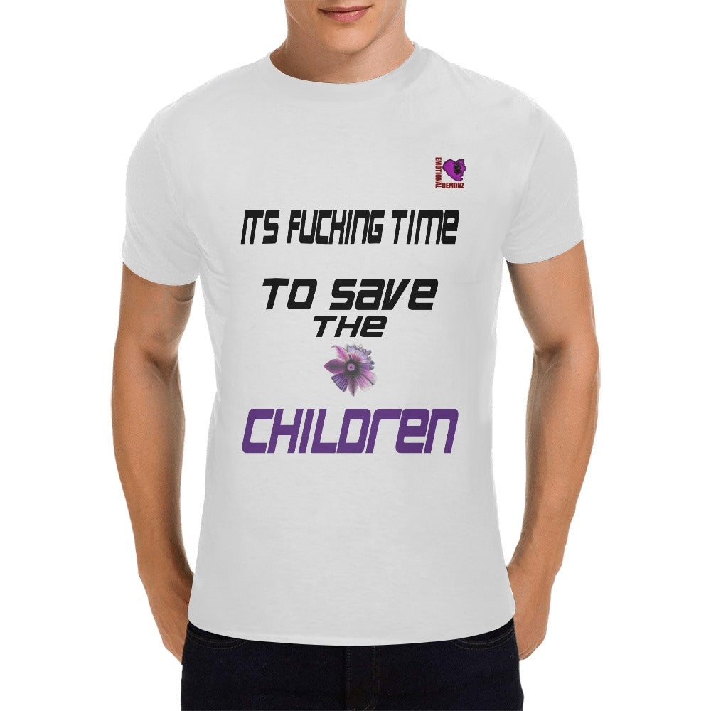 its fucking time to save the children-WHITE Men's T-shirt(USA Size)
