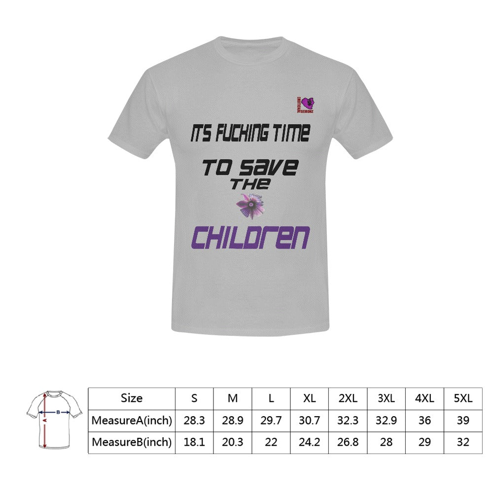its fucking time to save the children-GRAY Men's T-shirt(USA Size)