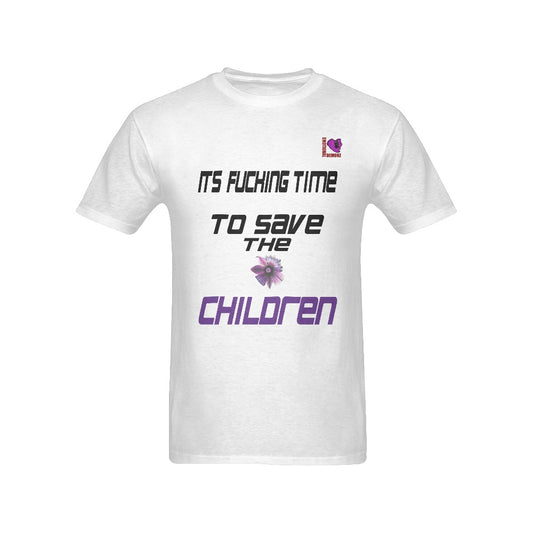 its fucking time to save the children-WHITE  Men's T-shirt(USA Size)