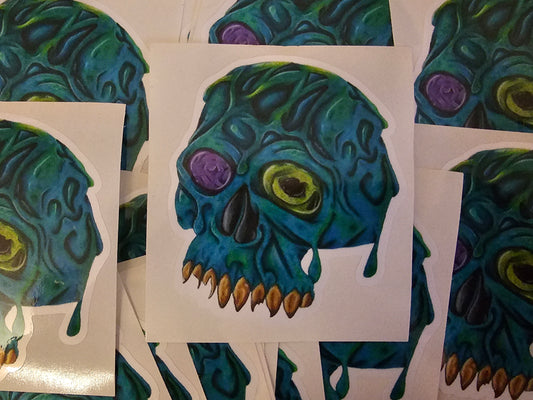 Melting Turquoise Skull Sticker
