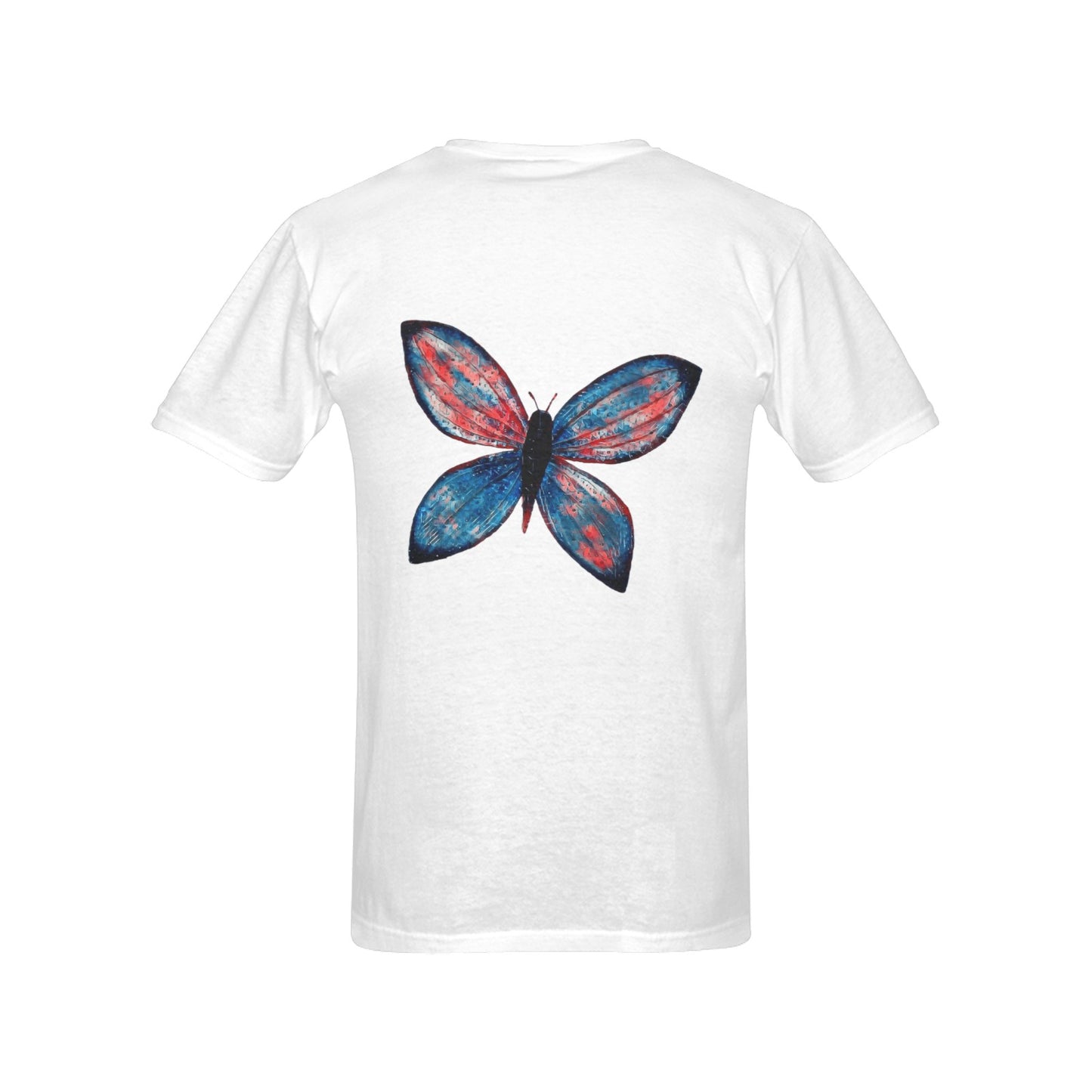 4th of July Blue Butterfly T shirt WHITE Classic Men's T-shirt (USA Size)