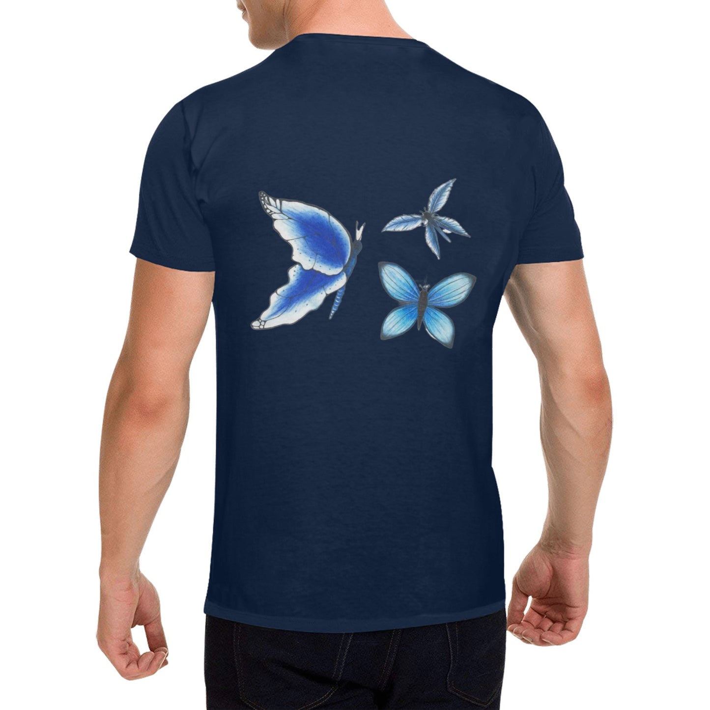 Blue Butterflies Original Design T shirt Classic Men's T-shirt (USA Size)