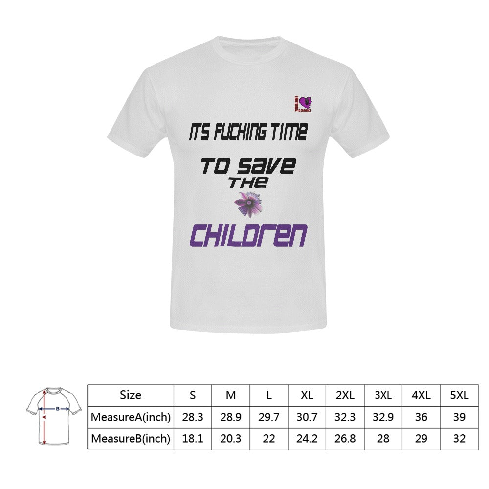 its fucking time to save the children-WHITE Men's T-shirt(USA Size)