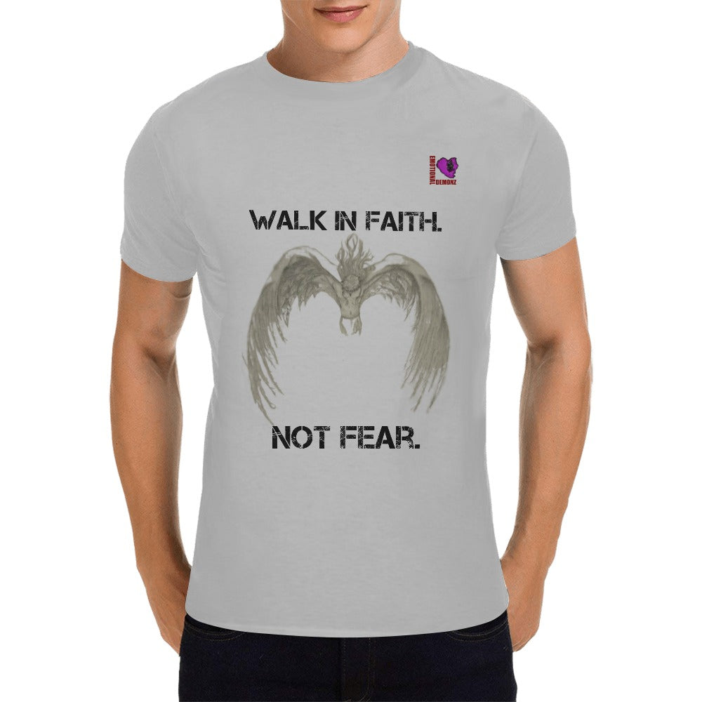 Walk in Faith. Not Fear -Gray Men's T-shirt(USA Size)