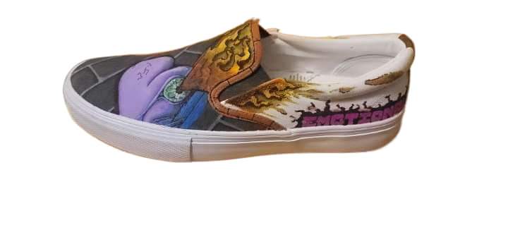 FIre and Ice blowback custom slip ons. OOAK (Shoes)