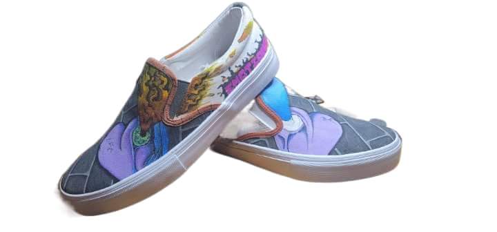 FIre and Ice blowback custom slip ons. OOAK (Shoes)