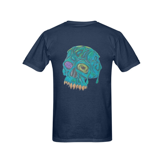 Melting Turquoise Skull Original Design Color T shirt Classic Men's T-shirt (USA Size)