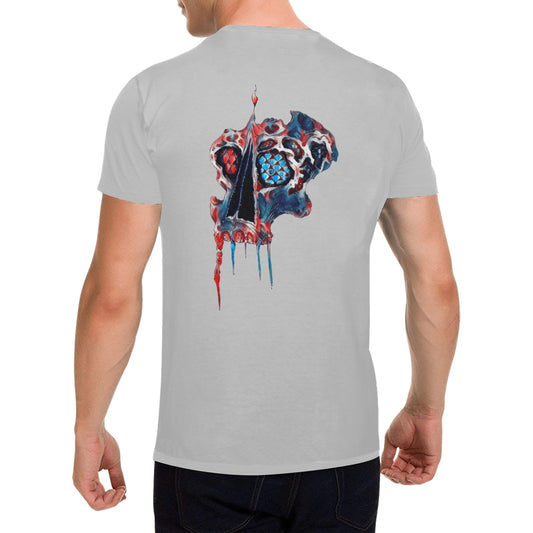 4th of July Scaled Skull T shirt GRAY Classic Men's T-shirt (USA Size)