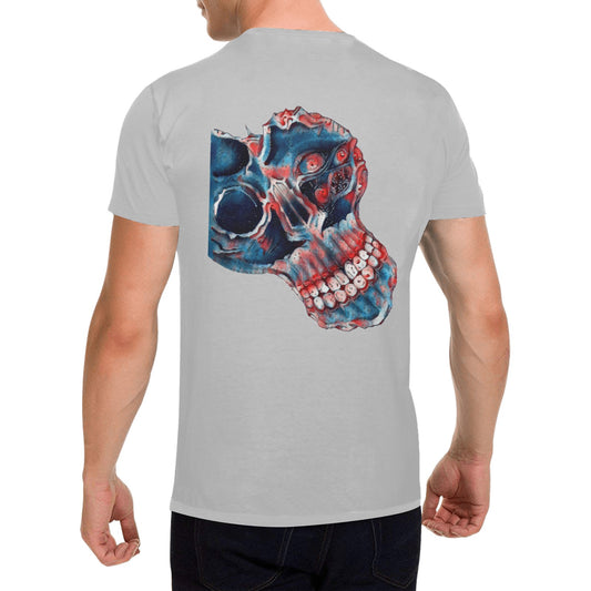 4th of July Multi Eye Skull T shirt GRAY Classic Men's T-shirt (USA Size)
